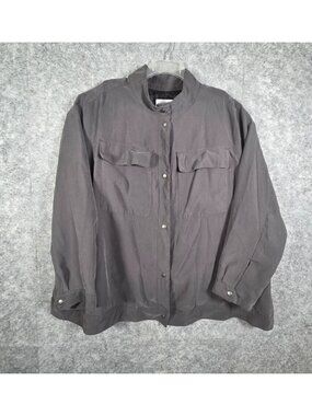Old Navy Utility Jacket Gray Button Front Minimalist Plus Size 4X Lightweight